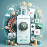 Norsk nettcasino-guide: oversiktlig, moderne banner med casinoikoner, lisensstempel, bonuser og mobilspilling, stilrent nordisk fargevalg